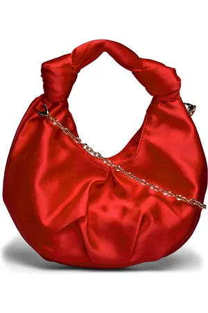 MANGO Satin Handbag Bags Top Handle Bags Red