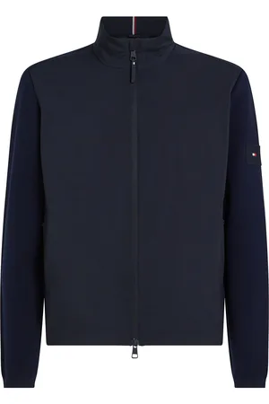 Tommy Hilfiger Mixed Media Sweater Zip Through Tynd Jakke Blue