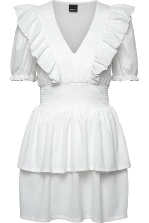 Gina Tricot Smock Frill Dress Kort Kjole White