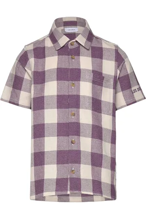 Les Deux Hank Buffalo Ss Shirt Kids Tops Shirts Short-sleeved Shirts Purple