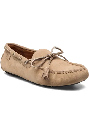 Ralph Lauren Anders Tasseled Suede Driver Loafers Flade Sko Beige
