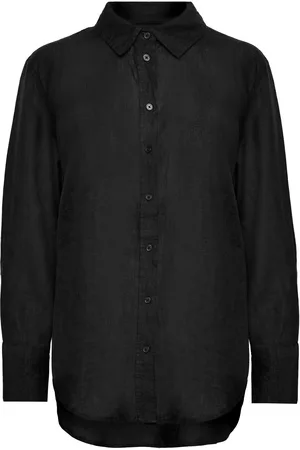 Gina Tricot Linen Shirt Tops Shirts Linen Shirts Black