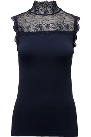 Minus Vanessa Høj Hals Tops Blouses Sleeveless Blue