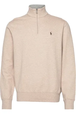 Ralph Lauren Luxury Jersey Quarter-Zip Pullover Tops Sweatshirts & Hoodies Sweatshirts Cream