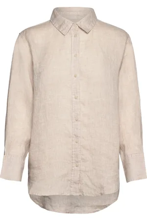 Gina Tricot Linen Shirt Tops Shirts Linen Shirts Beige