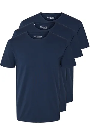 SELECTED Slhroland Ss O-Neck Tee 3-Pack Noos Tops T-Kortærmet Skjorte Navy