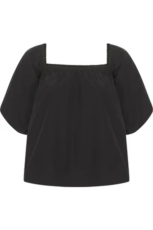 Gestuz Pampagz Off Shoulder Blouse Tops Blouses Short-sleeved Black
