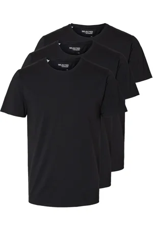 SELECTED Slhroland Ss O-Neck Tee 3-Pack Noos Tops T-Kortærmet Skjorte Black