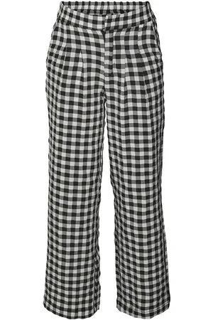 VERO MODA Vmchecksy Wide Pants Wvn Girl Bottoms Trousers Black
