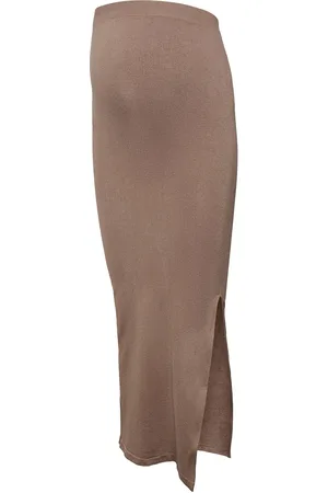 Mama;licious Mlalanis Seamless Al Rib Skirt Hw Noos Lang Nederdel Beige