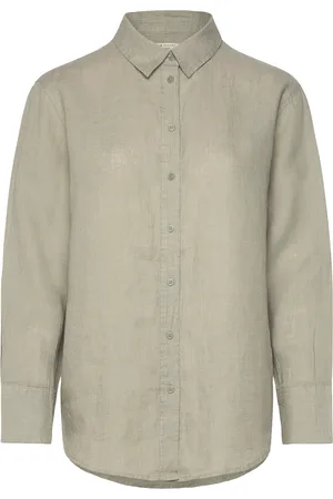 Gina Tricot Linen Shirt Tops Shirts Linen Shirts Green