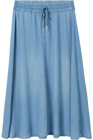 TOM TAILOR Skirt Denim Look Knælang Nederdel Blue