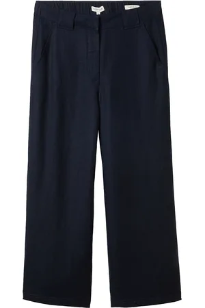 TOM TAILOR Culotte Linen Pants Bottoms Trousers Culottes Navy