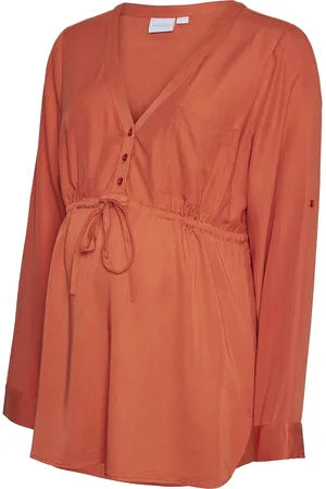 Mama;licious Mlalicia Lia L/S Wo Top 2F A. Tops Blouses Long-sleeved Orange