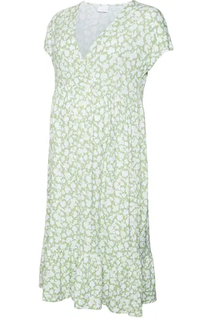 Mama;licious Mlhelen Tess Ss Jrs Midi Aop Dress 2F Baby & Maternity Maternity Clothes Green