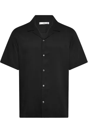 MANGO Regular-Fit Shirt With Bowling Collar Tops Shirts Short-sleeved Black