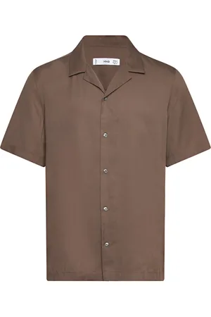 MANGO Regular-Fit Shirt With Bowling Collar Tops Shirts Short-sleeved Brown