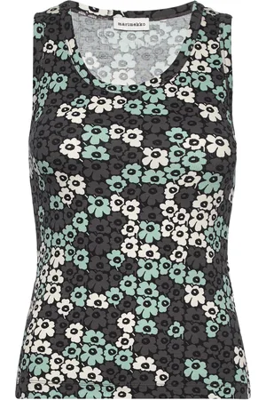 Marimekko Erkkeri Unikko Tops T-shirts & Tops Sleeveless Khaki Green