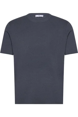 MANGO Cotton Blend Knitted T-Shirt Tops T-Kortærmet Skjorte Navy