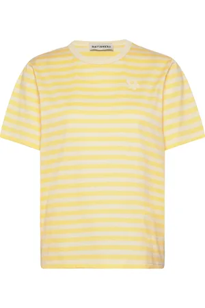 Marimekko Tasaraita Relaxed Ss Tops T-shirts & Tops Short-sleeved Yellow