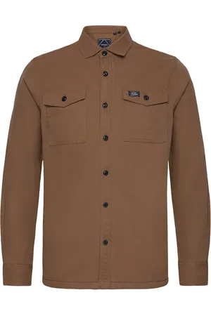 Superdry Vintage Borg Lined Miller Tops Shirts Casual Brown