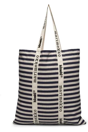 Marimekko Carrier Midi Tasaraita Shopper Taske Navy