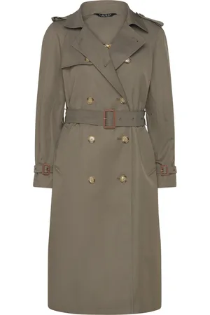 Ralph Lauren Double-Breasted Belted Trench Coat Trenchcoat Frakke Khaki Green