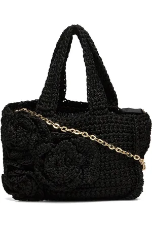 MANGO Flowers Crochet Mini Bag Bags Top Handle Bags Black