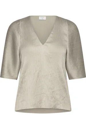 Dante 6 D6Raquel Pleated Top Tops Blouses Short-sleeved Grey