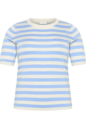 Kaffe Kcmalia Wide Stripe Knit Tops Knitwear Jumpers Blue