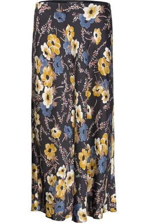 Ralph Lauren Floral Satin Charmeuse Midi Skirt Skirts Knee-length & Midi Skirts Black