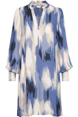 Kaffe Kalizza O-Neck Pullover Knælang Kjole Blue