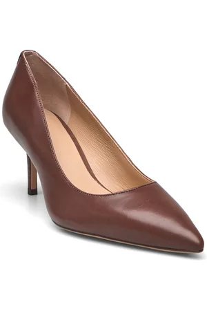 Ralph Lauren Lanette Burnished Leather Pump Shoes Heels Pumps Classic Brown