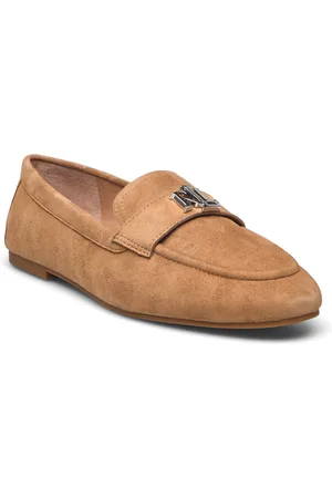 Ralph Lauren Averi Iii Suede Loafer Shoes Flat Loafers Beige