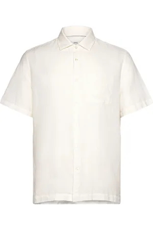MANGO Regular-Fit Linen Shirt With Pocket Tops Shirts Short-sleeved White