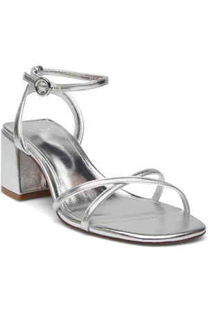 MANGO Metallic Straps Sandals Sandal Med Hæl Silver