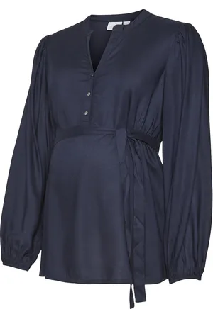 Mama;licious Mlmercy Lia L/S Wo Top 2F Noos Tops Blouses Long-sleeved Navy