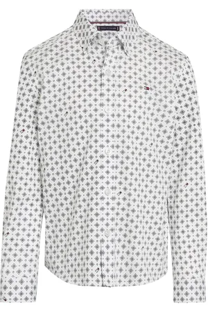 Tommy Hilfiger Flag Printed Regular Shirt Ls Tops Shirts Long-sleeved Shirts Multi/patterned