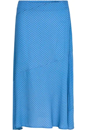 Mads Norgaard Star Nanna Skirt Aop Knælang Nederdel Blue