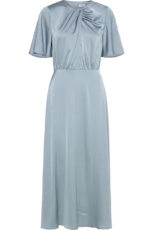 BUBBLEROOM Elora Satin Dress Knælang Kjole Blue