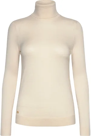 Ralph Lauren Modal Silk Nylon-Ls Sweater Tops Knitwear Turtleneck Cream