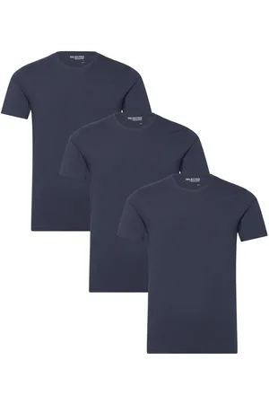 SELECTED Slhroland Ss O-Neck Tee 3-Pack Noos Tops T-Kortærmet Skjorte Navy