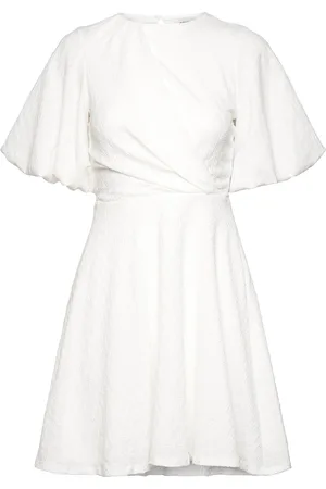 BUBBLEROOM Draped Front Structured Dress Kort Kjole White
