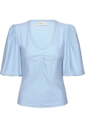 Gestuz Rifagz Ss Balloon Blouse Tops Blouses Short-sleeved Blue