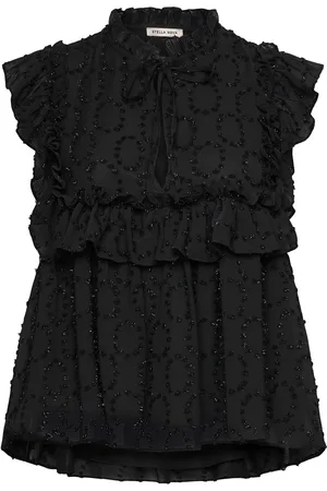 Stella Nova Sleeveless Blouse With Flounce Designers Blouses Sleeveless Black