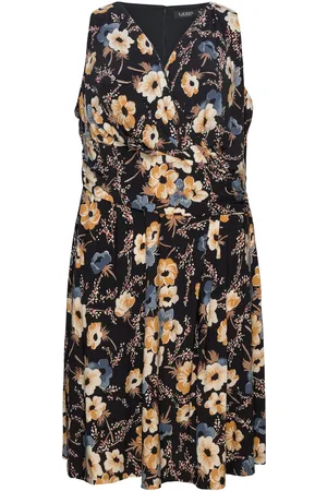 Ralph Lauren Floral Surplice Jersey Sleeveless Dress Kort Kjole Black