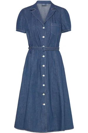 Ralph Lauren Butt D Denim Midi Dress Knælang Kjole Blue