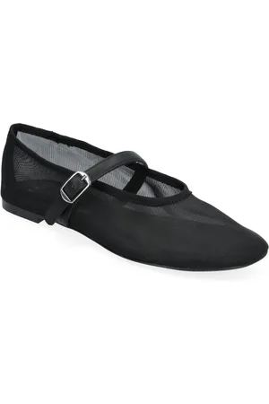 MANGO Mesh Ballet Flats With Strap And Buckle Ballerinasko Ballerinaer Black
