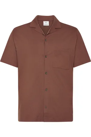 MANGO Regular-Fit 100% Cotton Shirt Tops T-Kortærmet Skjorte Brown