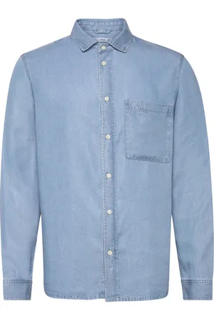 MANGO Regular-Fit 100% Tencel Shirt Tops Shirts Denim Shirts Blue